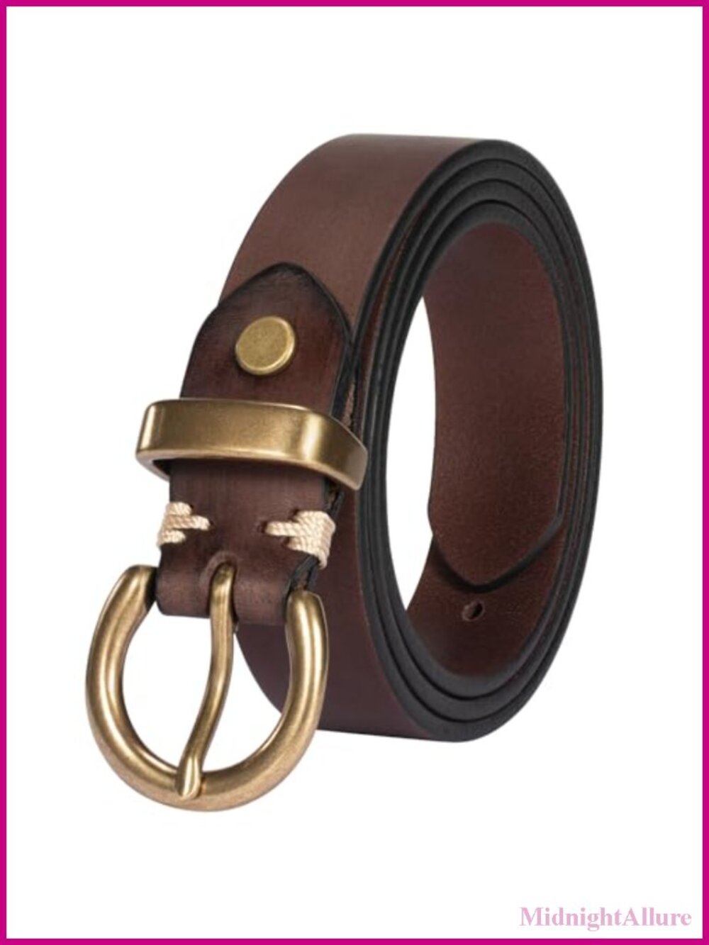 Women's Genuine Leather Belt with Solid Brass Buckle